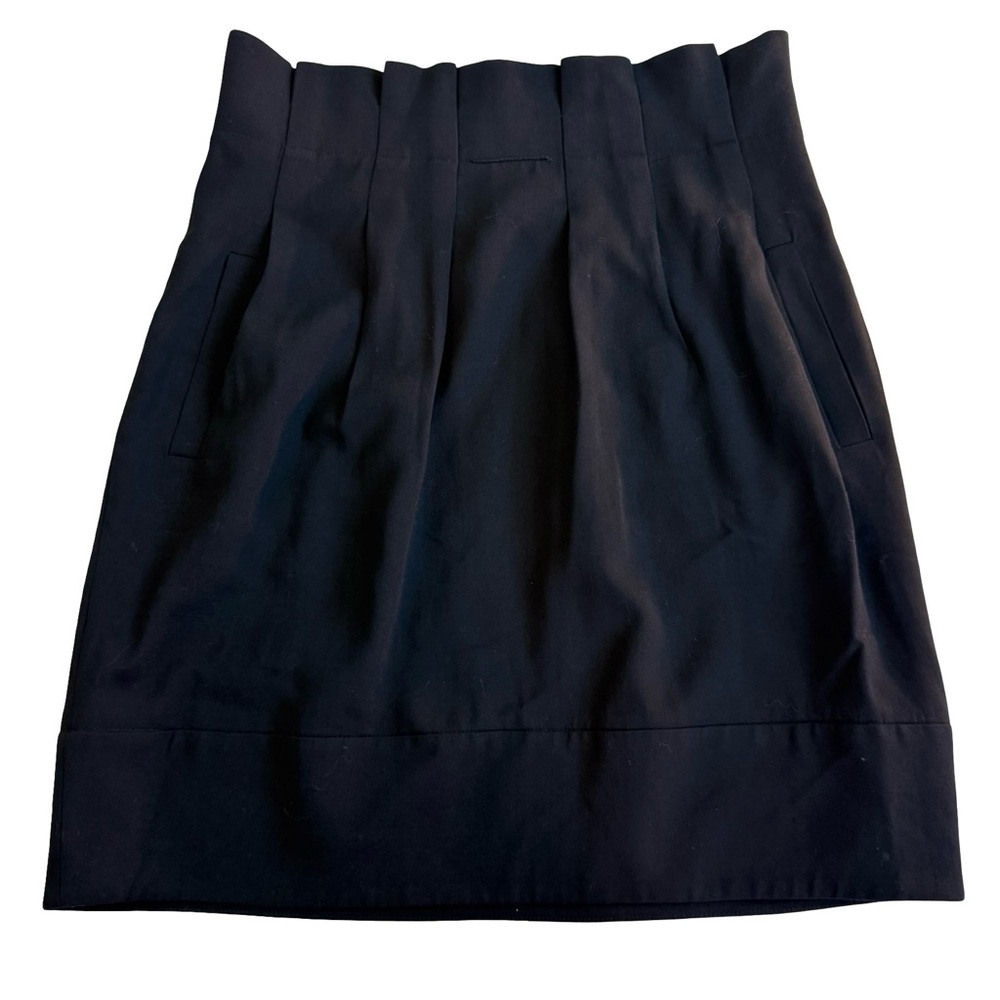 BCBGMAXAZRIA Black Pleated Wool Skirt Size 6